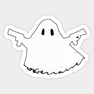 Ghost with a gun (white version) Sticker